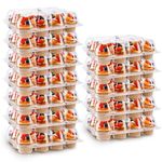 NPLUX 12 Count Cupcake Containers 12 Pack Cupcake Holders with Detachable Tall Dome Lids Clear Plastic Stackable Cupcake Boxes for 144 Cupcakes, BPA Free, Standard Size