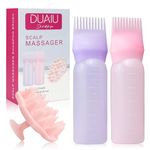 DUAIU Scalp Massager with 2Pcs Hair Oil Applicator Bottles, Silicone Scalp Brush Set Shampoo Brush Hair Coloring Dye and Hair Care Tools（3Pcs）