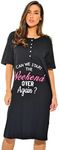 Just Love 4361-K-50-L Short Sleeve Nightgown/Sleep Dress for Women/Sleepwea,Black - Can We Start Over,Large