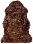 Super Area Rugs Dark Brown Sheepskin Rug Genuine Single 2x3ft Pelt Fluffy Fur Seat Cushion and Chair Cover