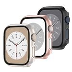 YUESAKA 3 Packs Case with Screen Protector for Apple Watch SE Series 6 Series 5 Series 4 44mm,with Hard PC Protective Bumper and Ultra-Thin Face Cover for Iwatch 44mm (RoseGold+Black+Starlight)