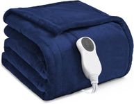 Electric Blanket, 130x180cm Soft Blue Flannel Electric Blanket, 10 Heat Settings, Dual Insulation, Auto Shut-Off Timer (2/4/8 hrs), Class II Protection, Machine Washable, Large Single Heated Throw