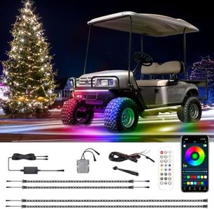 Roykaw Golf Cart LED Strip Lights, Underglow Neon Light Kit Compatible with EZGO/Club Car/Yamaha and Most Brands Golf Carts, Waterproof/LED Decorative Lights/Multi-Dynamic Modes, 4PCS