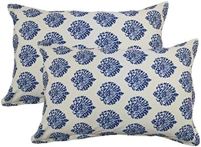 Trance Home Linen 200 Tc Cotton Floral Printed Pillow Covers | Pillow Cases | Set Of 2 Piece Pillow Covers Only |Large Size (20 X 30 Inch, Damask Blue)