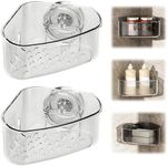 PVZXR Suction Cup Sink Corner Rack, 2026 New Sink Organizer Rack for Kitchen for Sponges, Scrubbers, Sink Corner Drain Box,with Adhesive Suction Cup Mount (Clear-2PCS)