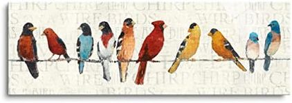 The Usual Suspects - Birds on a Wire, SoulFine, Modern Glass Wall Art, 8"x24" Frameless, Tempered Glass, High Definition Printing, Home Décor.