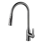 CINCOSKY Kitchen Faucet with Pull-Down Sprayer, Polished Chrome Kitchen Sink Faucet for 1 Hole Installation, High Arc Single Handle Faucet for Camper, Laundry, RV, Bar Faucet (Grey)