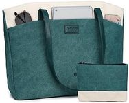 Laptop Tote Bag for Women,RAVUO Water Resistant Canvas 15.6 Inch Work Teacher Purse Shoulder Bag Portable Small Pouch (Green)