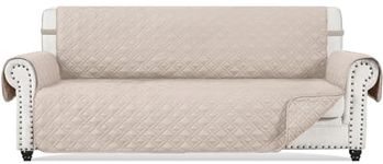 ROSE HOME FASHION Anti-Slip Sofa Cover for Leather Sofa, Couch Covers for 3 Cushion Couch, Slip-Resistant Couch Cover for Leather Sofa, Sofa Covers for Living Room, Couch Covers(Sofa:Beige)
