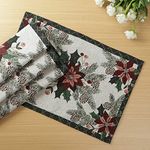 HOKIPO Cotton Jacquard Dining Table Mat, Set of 4 Placemats (12x18 Inches) (IN-530-D1*4) White Floral