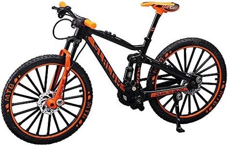 YEIBOBO ! Alloy Mini Downhill Mountain Bike Toy, Die-cast BMX Finger Bike Model for Collections (Black/Orange)