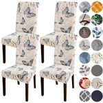 HZDHCLH Chair Covers Slipcovers 4/6 PCs Stretch Removable Washable Short Dining Chair Protector Cover Seat for Hotel,Dining Room,Ceremony（Butterfly,4 PCS）