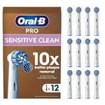 Oral-B Pro Sensitive Clean Electric Toothbrush Head, X-Shaped & Extra Soft Bristles for Gentle Brushing & Plaque Removal, Pack of 1 (12 Count) Toothbrush Heads, Suitable for Mailbox, White