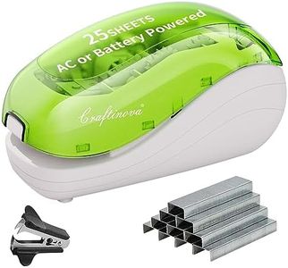 Craftinova Electric Stapler，Including 2000 Staples and 1 adapters,Suitable for Palm Size and high Comfort，25 Sheet Capacity, AC Adapter or Battery Powered，Battery not Included