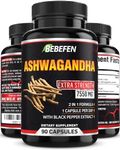 Ashwagandha Capsules - 7550mg Formula Pills with Black Pepper Extract - 90 Capsules Ashwagandha Supplement - 3 Month Supply