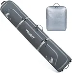 TOURIT Rolling Ski Bag and Ski Boot Bag Combo - Fully Padded Ski Bag with Wheels for Air Travel, Water-Resistant 900D Oxford Fabric, Foldable Wheeled Ski Bag Holds 2 Pairs of Skis (195cm) - Gray