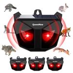 4 Pack Animal Deterrent Devices,Solar Powered Animal Repeller Outdoor with Red LED Strobe Lights, Night Guard Ultrasonic Pest Repeller for Cat, Racoon, Skunk, Squirrel, Deer,18kHz