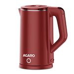 AGARO Elegant Electric Kettle, 1.8L, Double Layered Kettle, Stainless Steel Inner Body, Quick Boil, Water Boiler, Hot Water Kettle, For Making Black Tea & Black Coffee, Auto Shut Off, Red