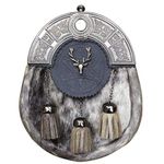 Scottish Kilt Sporrans Badge Style Stag Head Antique Finish/Mens Kilt Sporran, L,Beige