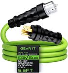 GearIT 50-Amp Generator Extension Cord Inline NEMA 14-50P to SS2-50R Twist Lock Connector STW 6/3+8/1 AWG 125/250V for 50A Power Inlet Box, RV Camper, Generator to House