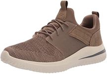 Skechers Men's DELSON 3.0 CICADA Sneaker, Khaki Knitted Mesh W/Synthetic, 9.5 UK