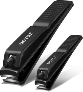 BEZOX Nail Clipper Set, Wide Jaw, Stainless Steel, 2-Piece