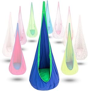 YAERSI Kids Pod Swing Seat 100% Cotton Child Hammock Chair with PVC Inflatable Cushion for Indoor and Outdoor Use Portable