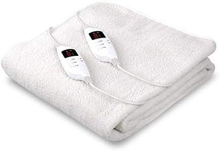 Giselle Bedding Electric Blanket, King Heated Blankets Heating Pad Throw Rug Underlay Fleece Wool Winter Washable for Bed, Led Display Fully Fitted Automatic Shut-Off White