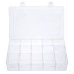 Gospire 15 Large Grids Clear Plastic Jewelry Box Organizer Storage Container with Removable Dividers