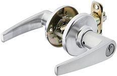 Kwikset Delta Entry Door Handle with Lock and Key, Secure Keyed Reversible Lever Exterior, Doorlock, for Front Entrance and Bedrooms, Satin Chrome, Pick Resistant Smartkey Rekey Security