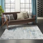 Safunion Area Rug Modern Abstract Rugs for Living Room Bedroom Dining Room Non-Slip Soft Carpet Floor Mat (Abstract Grey/Blue/Gold/Multi, 160 x 200 cm)