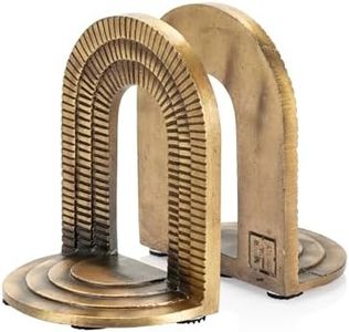 CRAFTSMAN ROAD Brick Arch Bookends Set, Antique Brass Book Ends, 2 Decorative Bookends for Shelves or Bookcase, Cast Iron Bookends, Stylish Brass Bookends, Non-Skid Anti-Slip Heavy Duty Bookends