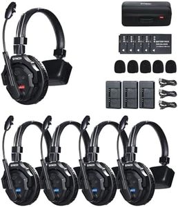 SYNCO XTalk X5 2.4GHz Wireless Headset Intercom System 5 Person Team Communication with Noise Cancellation Hardcase Single Ear 400m Operating Range for Movie Shoot Live Show Stage Performance