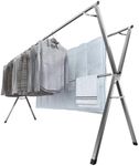 Clothes Drying Rack 95 Inches Folding Outdoor Indoor, Drying Rack Clothing Collapsible, Foldable Laundry Drying Rack, Heavy Duty Stainless Steel Clothesline