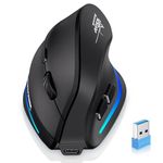 ECHTPower Vertical Ergonomic Mouse Wireless, Rechargeable 2.4G Optical USB Mouse for Laptop/Desktop/PC/Macbook with 1000/1600/2400/3200/4000/4800 DPI,6 Buttons(Wireless Mouse)