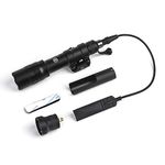 SBGJMY M600DF Tactical Airsoft Torch Flashlight 1400 Lumen with Pressure Pad and Tail Button Switch Rifle Torch for 20mm Picatinny Rail System (Black)