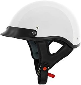 VCAN Cruiser Gloss White Motorcycle Half Helmet (Large)