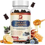 Shilajit Resin Gummies, Shilajit Irish Sea Moss Supplement with Black Seed Oil, Ashwagandha Ginger, Panax Ginseng, Shilajit Gummies with 85+ Trace Minerals & Fulvic Acid for Energy, Immune Support