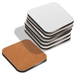 10cm 12cm MDF Blank Sublimation Coasters Cork Backed Square XL Jumbo Extra Large Coaster Sublimate Printing (2, 10cm)