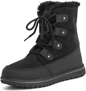 Polar Boot Femmes Matelassé Court Neige Hiver Fausse Fourrure Chaud Durable Imperméable Bottes BLK39 AYC0520 - Noir Suède - Taille 39 EU/6 UK