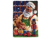 Latch Hook Kits for Kids and Adults, DIY Latch Hook Rug Kit, Cross Stitch Rug Making Kit, Carpet Making Crochet Kits Embroidery Kits Needlework Crafts for Home Decor, 50X38CM, Santa Claus