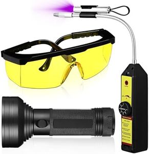 Glooglitter Auto Air Conditioner Leak Detector Tool WJL-6000 Refrigerant Leak Detector with UV Flashlight and Yellow UV Protective Glasses for HVAC Air Conditioner R22 R410A R134A