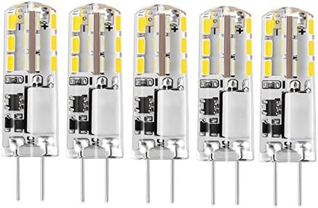 Bombilla LED G4, 12 V, luz blanca diurna, 6000 K, 1,5 W, CA/CC, 12 V, repuesto de 20 W, halógena, G4, base bi-pin, tipo JC, ahorro de energía, no regulable, 5 unidades
