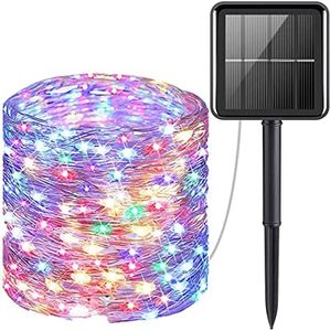 AUS Living Solar String Lights Outdoor, 21.9m 200 LED Ultra Bright Waterproof Fairy String Lights for Garden, Patio, Tree, Party, Wedding - Energy Efficient, Easy to Install, Long Lasting (Rainbow)