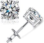 Milacolato Moissanite Stud Earrings 1-2ct Brilliant Round Cut D Color VVS1 Clarity Lab Created Diamond Earrings 18K White Gold Plated Hypoallergenic Sterling Silver Moissanite Stud Earrings with 925 Sterling Silver Screw Back 6.5MM