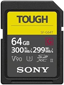 Sony SF-G 64GB Tough Series UHS-II SD Memory Card, Black