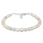 InfinityGemsArt® Natural Ethiopian Opal Gemstone Full Beads Dainty Bracelet for Women, Birthstone, Healing Crystals, Jewelry in Silver Plated Chain 8 inch, Premium Gift for Christmas Day