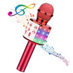 BlueFire 4 in 1 Handheld Karaoke Microphone, Portable Karaoke System with Speaker, Karaoke Machine Home KTV Player with Record Function for Android & iOS Devices (Red)