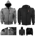 Inflori Motorbike Motorcycle Hoodie Protective Clothing Softshell Hoodie Jacket For Riders CE Armored With Extra Shell Protection At Shoulders (as8, alpha, x_l, regular, regular, Grey)