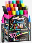 Liquid Chalk Markers - Erasable Pens for Chalkboards, Signs, Windows, Blackboard, Glass - 20 Pack With Reversible Tip (Bold Multicolored, 6mm)
